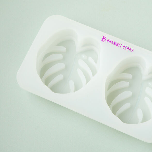 Close up of a 2 Cavity Monstera Silicone Mold for Soap Making